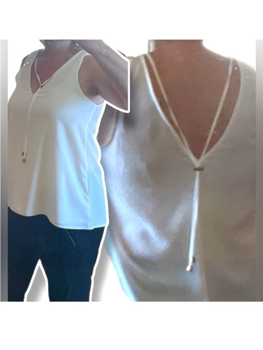 NWT Beautiful flyaway  top White soft texture with tie tunic sleeveless shirt
